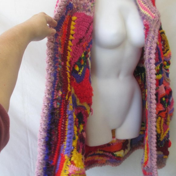 JACKET COAT M L XL crochet style free form handmade brand new Make your offers - Picture 15 of 15